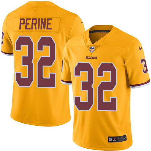 Nike Redskins #32 Samaje Perine Gold Men's Stitched NFL Limited Rush Jersey - Click Image to Close